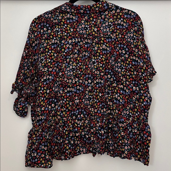 Anthropologie Maeve Mallory Ruffled Blouse in Black Floral - Picture 6 of 9